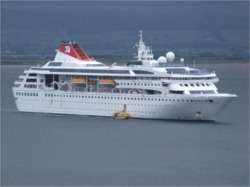 The luxury liner Braemar anchored off Greencastle on July 3rd 2007.