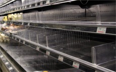 Supermarket shelves were emptied yesterday of pork products.