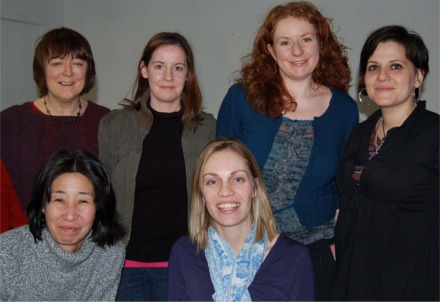 Last year's participants in Artlink's fused glass jewellery workshops, Noeleen Connolly, Katrina Gallagher, Claire McDaid, facilitator Sara Greavu, Junko Okura and Kate Brown.