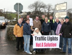 Protestors against the imminent traffic lights at Cockhill Bridge.