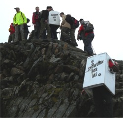 Some of the Carn 14 reaching the summit of Mount Snowdon.