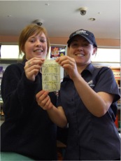 Lisa and Jacqueline from the Top Filling Station, Lisfannon, with the winning numbers.