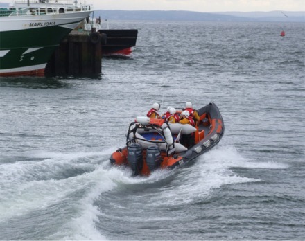 Greencastle Coast Guard crew rapidly depart the harbour for Inishowen Head.
