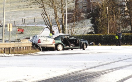 The scene of Saturday's horrific crash at Slab Road junction, Burt.
