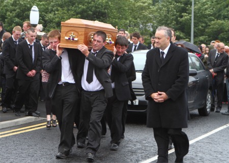 The cortege of Mark McLaughlin's funeral.