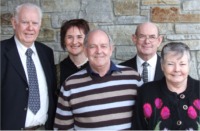 Members of Co-Operation Cancer Care NW (CCCNW)  from left, Jim O'Donnell, Noelle Duddy, John Friel, George Friel and Margaret Friel at An Grianan Hotel, Burt where they met Mr. Ahern.