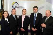 Pictured at the Diaspora Project launch are, from left, co-ordinator, Aeidn McCarter; Dermot Harrigan and Matt Peachy of Derry City Council; Martin Fraser, Department of the Taoiseach and Garry Martin, Donegal County Council.