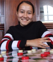 Top draughts player, Hurmagul Toyeva, 16, from Turkmenistan.
