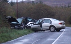 The scene of a fatal crash which occurred  on October 15 2007 at Claggan on the main Moville to Gleneely road.