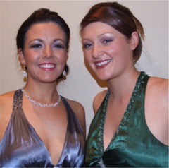 Michelle McColgan, left, from Muff and Ciara Doherty, Buncrana shine in their evening dresses.
