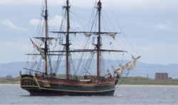 The Black Pearl sails into Lough Foyle.