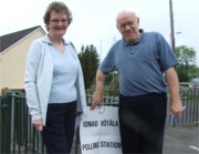 Rose and John O'Donnell, Ture, heading in to cast their vote at Muff polling station.