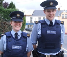 Garda Donna Gillanders and Garda Paul White wearing their new stab vests.