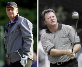 Golfing legends Sandy Lyle and Ian Woosnam.