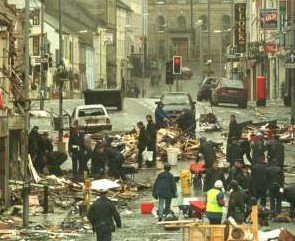 The scene of devastation in Omagh's Market Street after the 1998 blast.