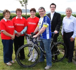 Pictured from left are Muriel Perry, Donegal branch of MS Ireland chairperson, Roberta McBeth, Veronica Gillen, secretary, Donegal Branch MS Ireland, Eddie Donaghey, North Pole Cycling Club committee member, Martin Bonner, marketing manager, Inishowen Gateway Hotel and Carl Fullerton chairman North Pole Cycling Club.