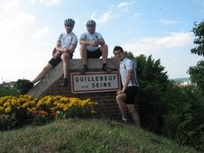 Michael, Grahame and Damien at their starting point of Quillebeuf near Le Havre, France, on June 29.