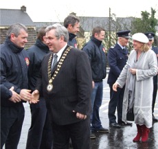 Donegal Mayor Cllr Gerry Crawford arrives to officially open the new Moville Fire Station.