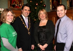 Derry Mayor, Gerard Diver pictured with Ciaran McGinley of the Foyle Hospice and Bronagh Muldoon and Cassie Riggs of the NSPCC.