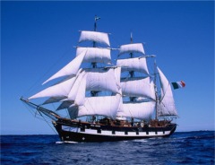 The majestic 'Jeanie Johnston' on the high blue seas.