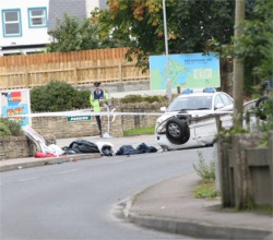 The scene of today's crash in Muff.