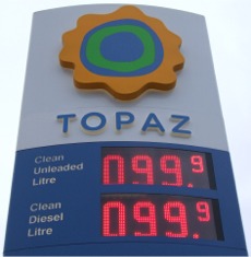 The prices of fuel at Bradley's , Fahan, on December 2.