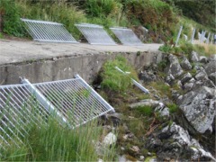 Safety railings along Moville shore path that had fallen onto rocks. Picture also includes those removed by the Council last week.