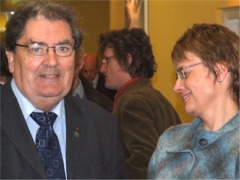 Nobel Laureate John Hume pictured with Minister Margaret Ritchie at the official opening of Taobh na Cille in Moville.