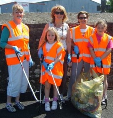 Cllr Rose Cullen, left, helps out with a recent clean-up in Buncrana.