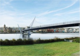 A view of the proposed new Peace Bridge looking towards the city.