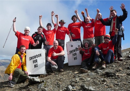 Twelve of the Carn 14 on top of Snowdon...absent are the cameraman and one still on his way.