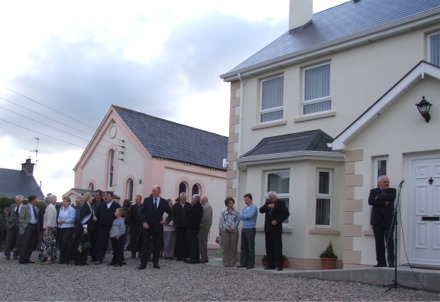 Some of the invited guests outside the new Methodist base in Moville.