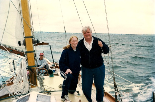 Greencastle's Margaret Mulhall pictured with the late Senator Ted Kennedy on board his yacht 'The Mya'.
