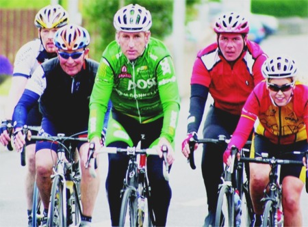 Sean Kelly leads the pelleton home during this summer's Tour of Inishowen.