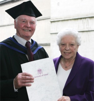 John A. McLaughlin with his wife Ann at his graduation.