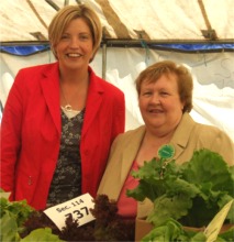 Agriculture Minister Mary Coughlan in the Home Industries tent with Clonmany Agricultural Show joint secretary, Anne Noone.
