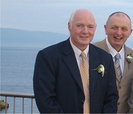 Cormac O'Connell with his cousin Leo McCauley at a local wedding in Redcastle.