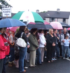 Some of the large crowd in Buncranas Knockalla Drive on Friday night.