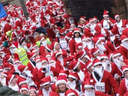 Some of the 13,000 Santas in Derry for the Guinness World Record breaker.
